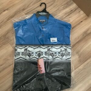 Panhandle Men's Blue and Black Western Shirt